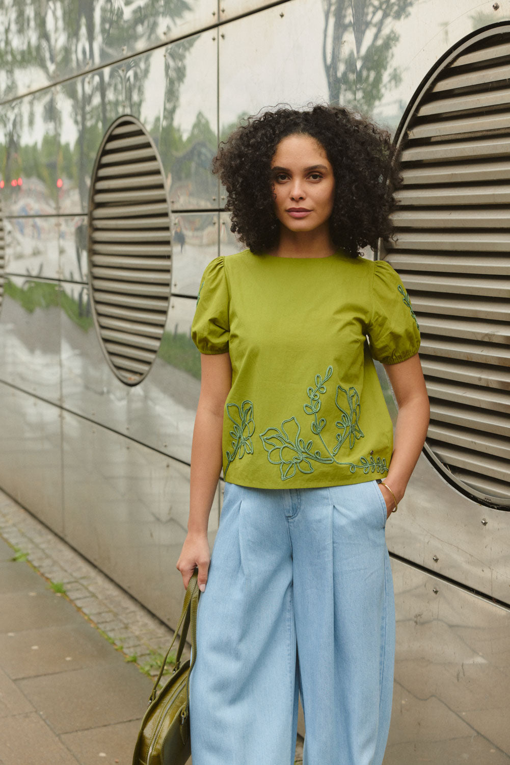 Elariaa – Bluse Popeline Stickerei