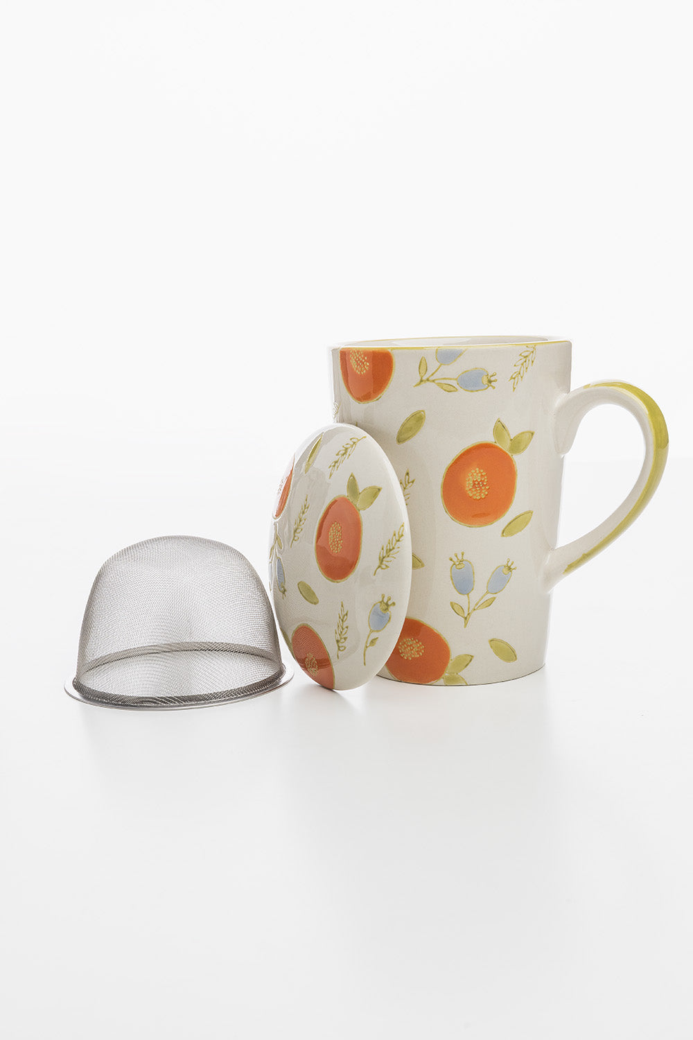 Cup with Tea Strainer VINTAGE GARDEN orange