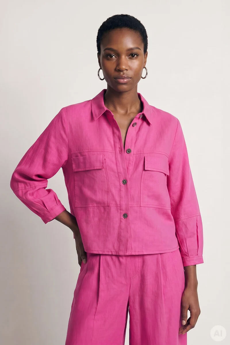 Ravinaa – Leinen-Hemdjacke Boxy Fit