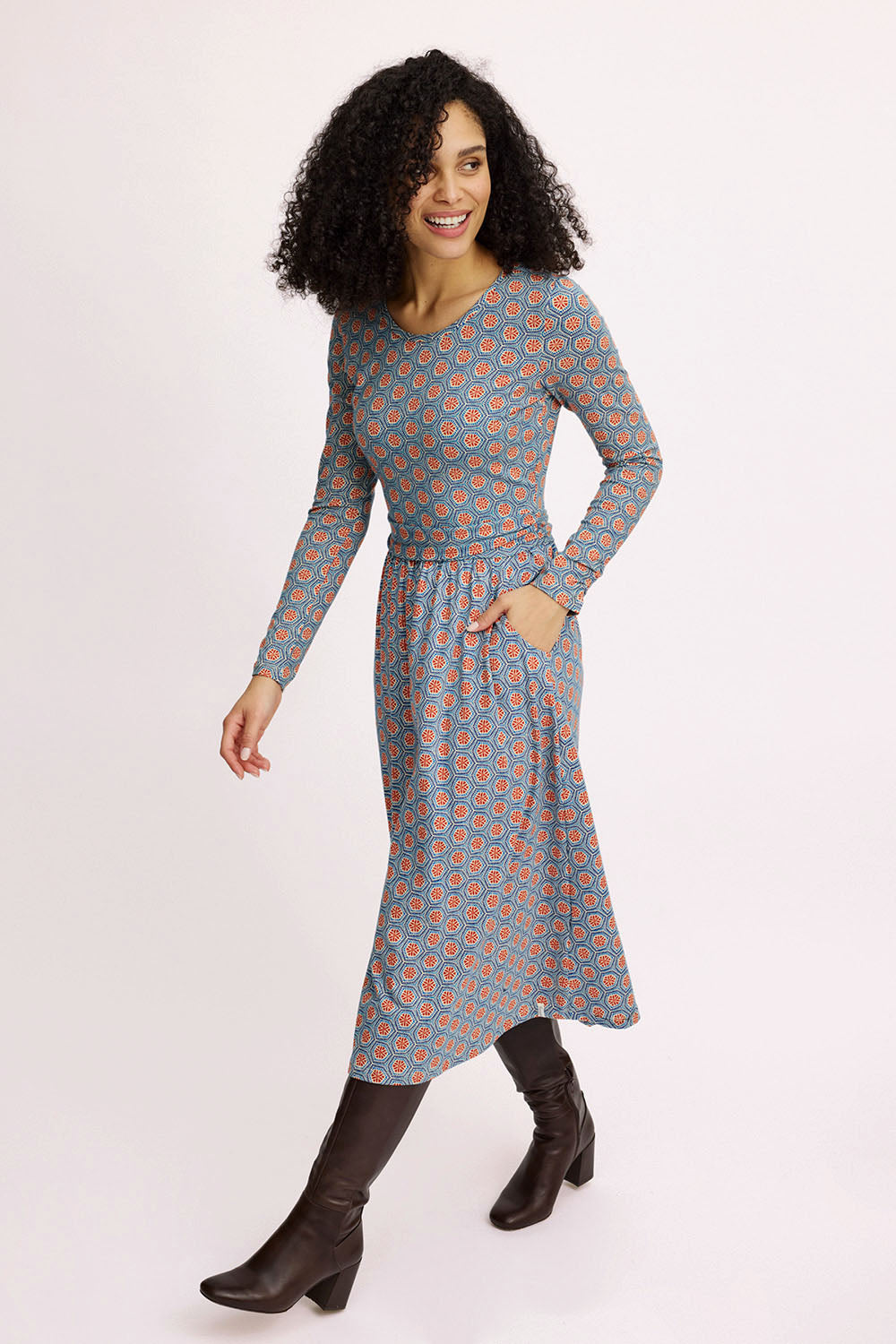 Tailliertes Jersey-Kleid