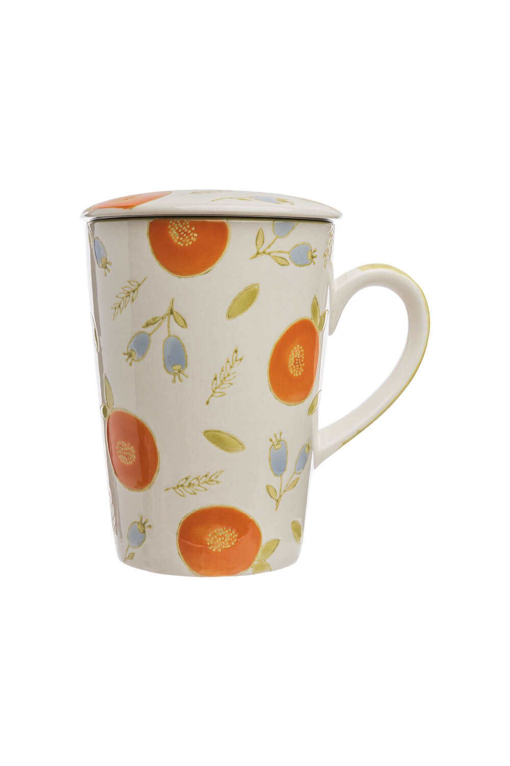 Cup with Tea Strainer VINTAGE GARDEN orange