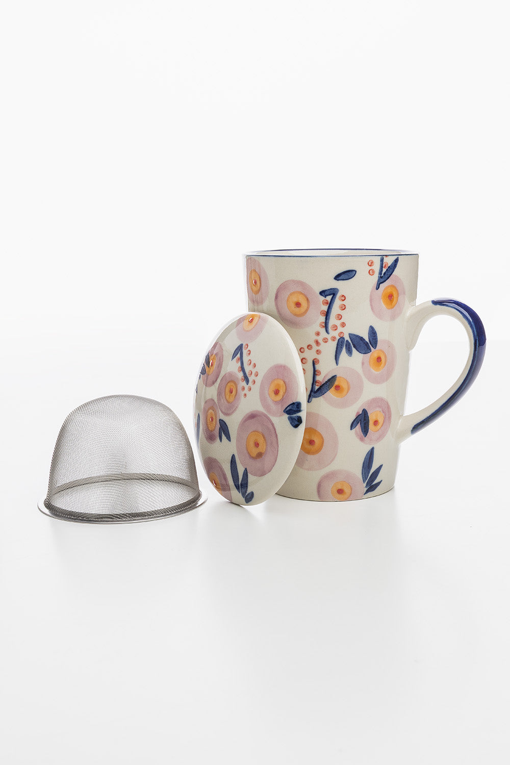 Cup with Tea Strainer VINTAGE GARDEN rose