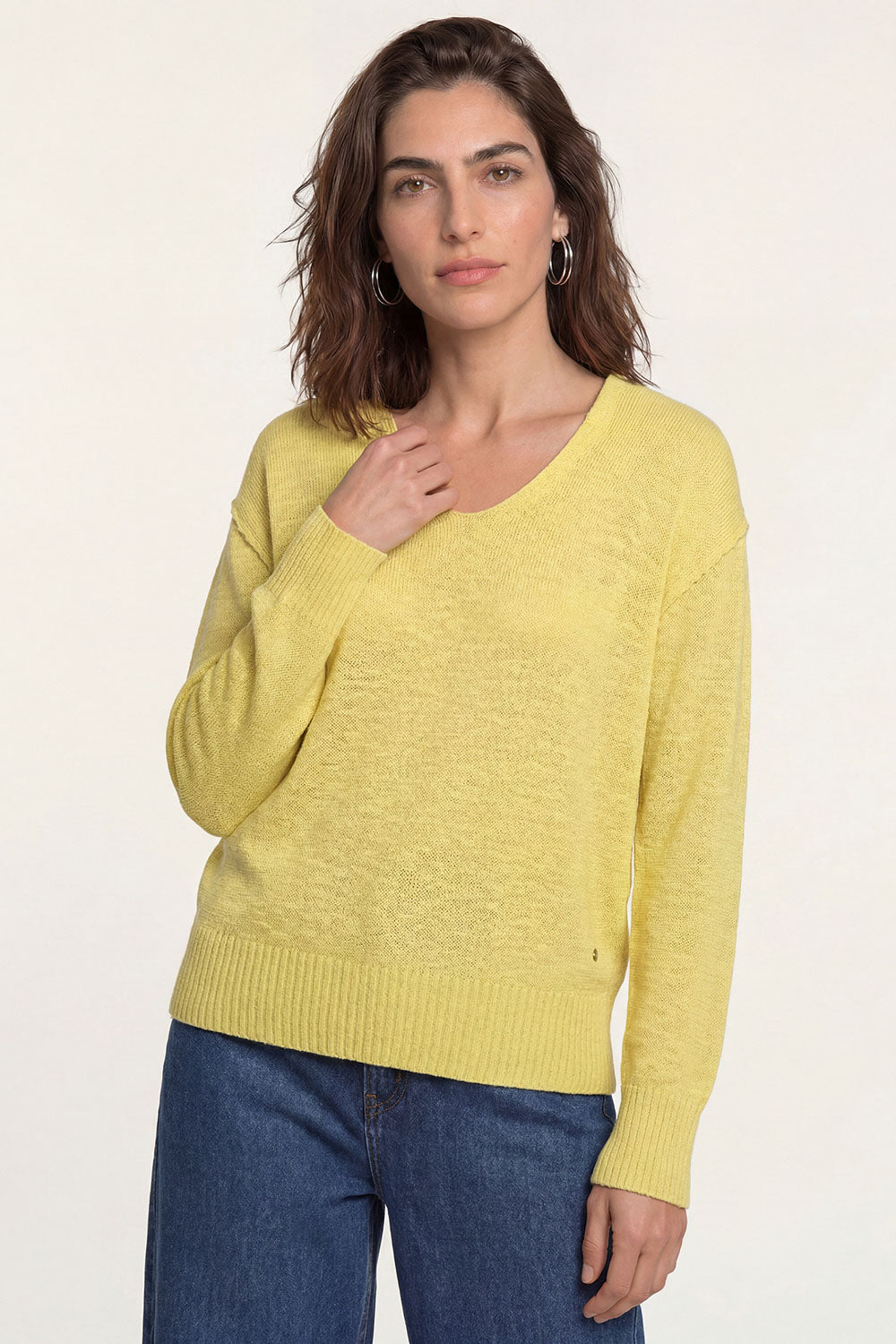 Image Rhevaa – Pullover Slub-Strick V-Neck_1