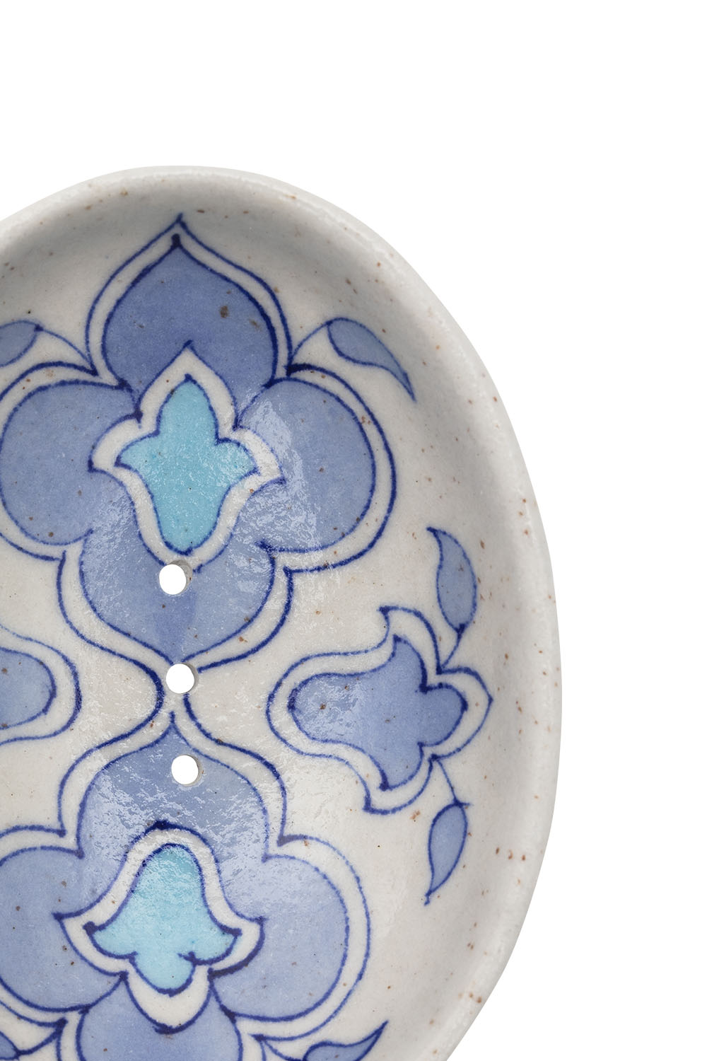blue pottery soap dish oval, light blue