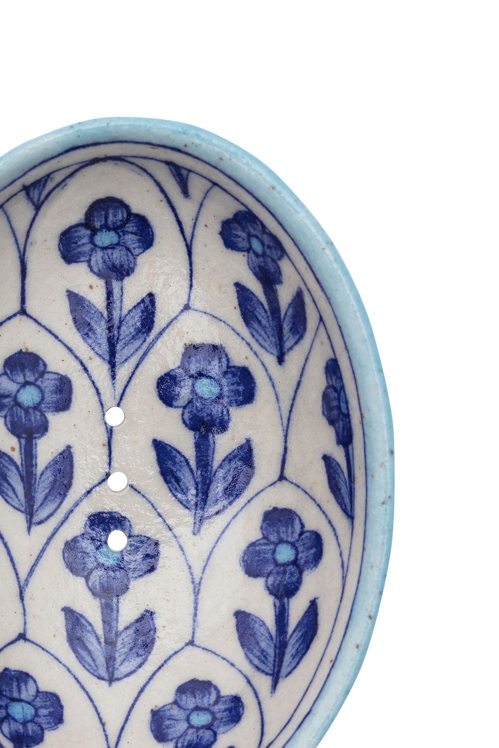 blue pottery soap dish oval, dark blue