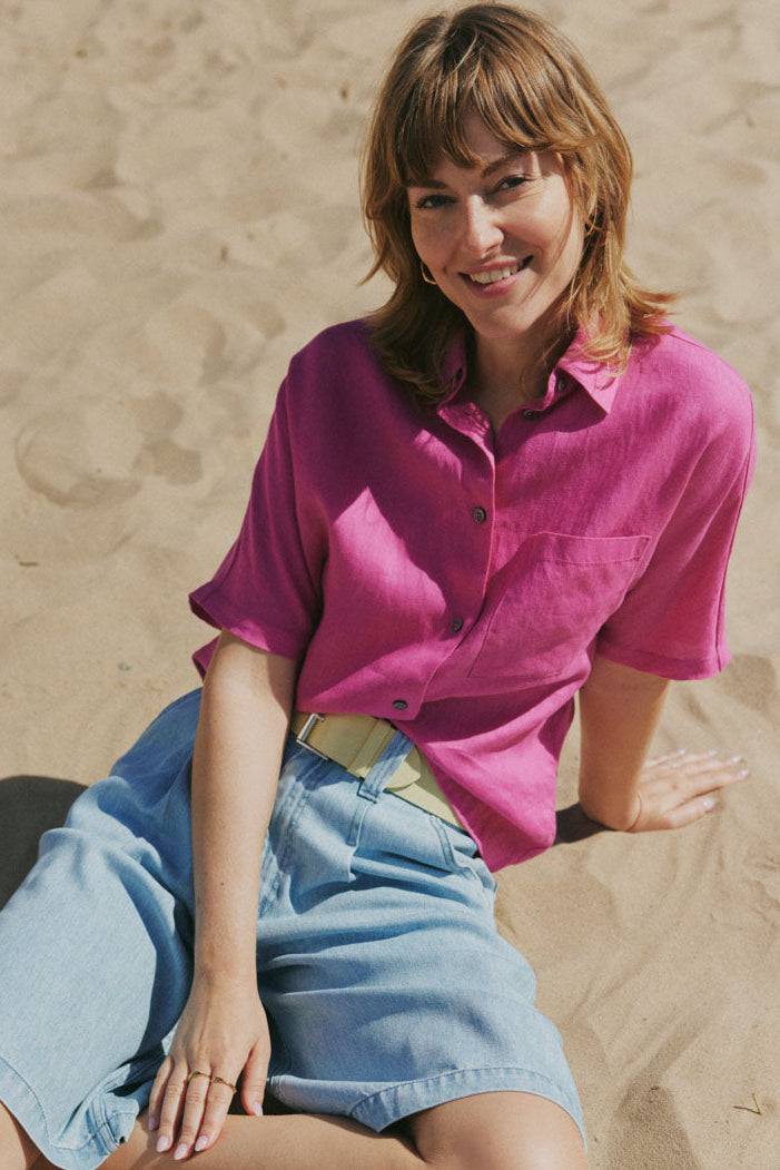 Manalaa – Leinenbluse mit 1/2-Arm