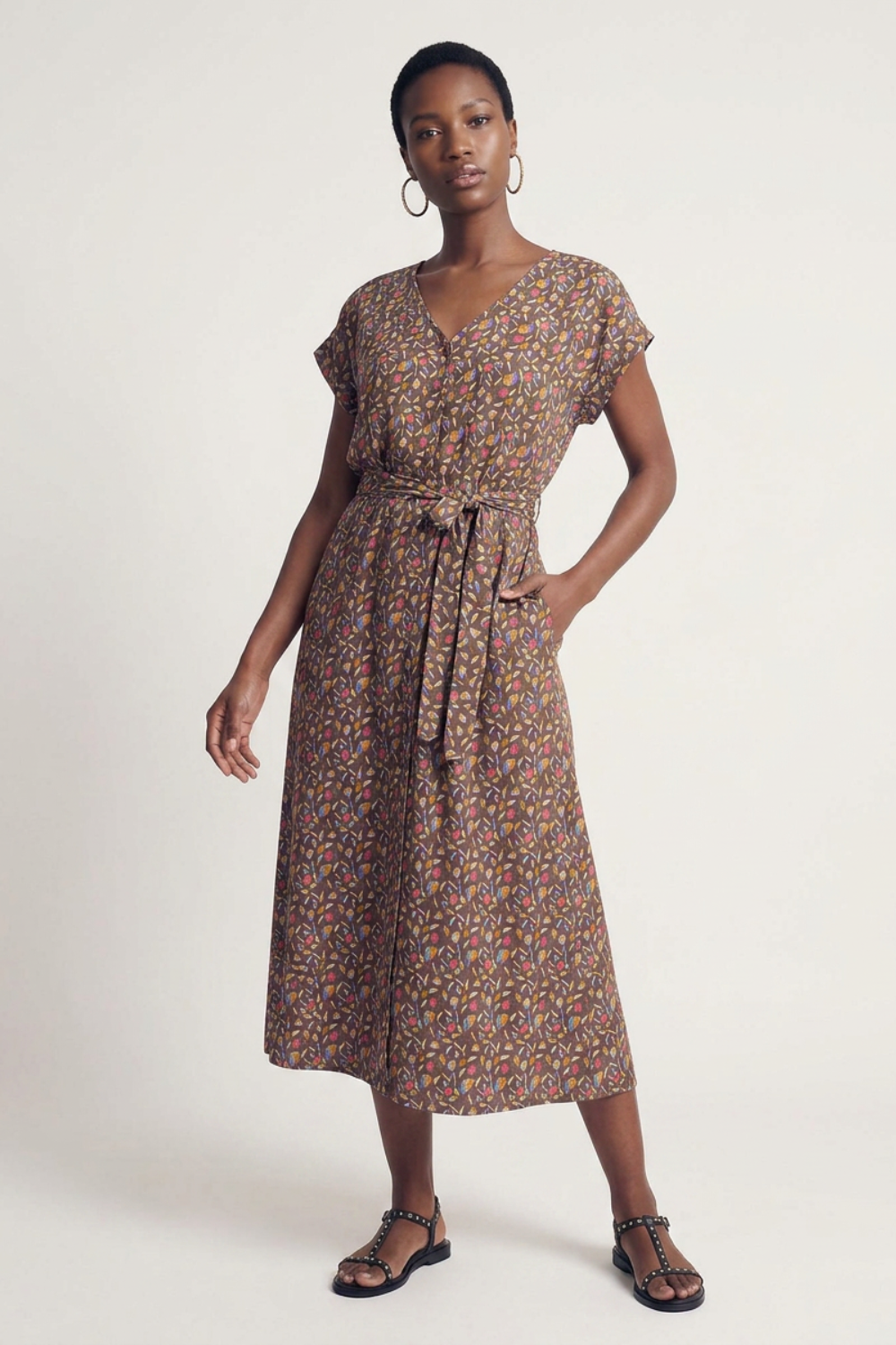 Oleaa – Maxikleid Crinkle-Viskose