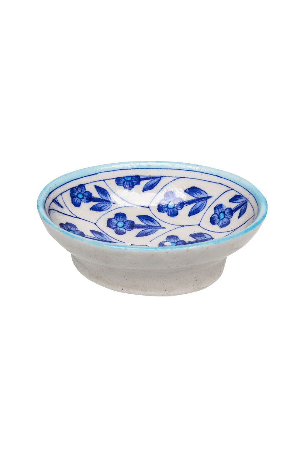 blue pottery soap dish oval, dark blue
