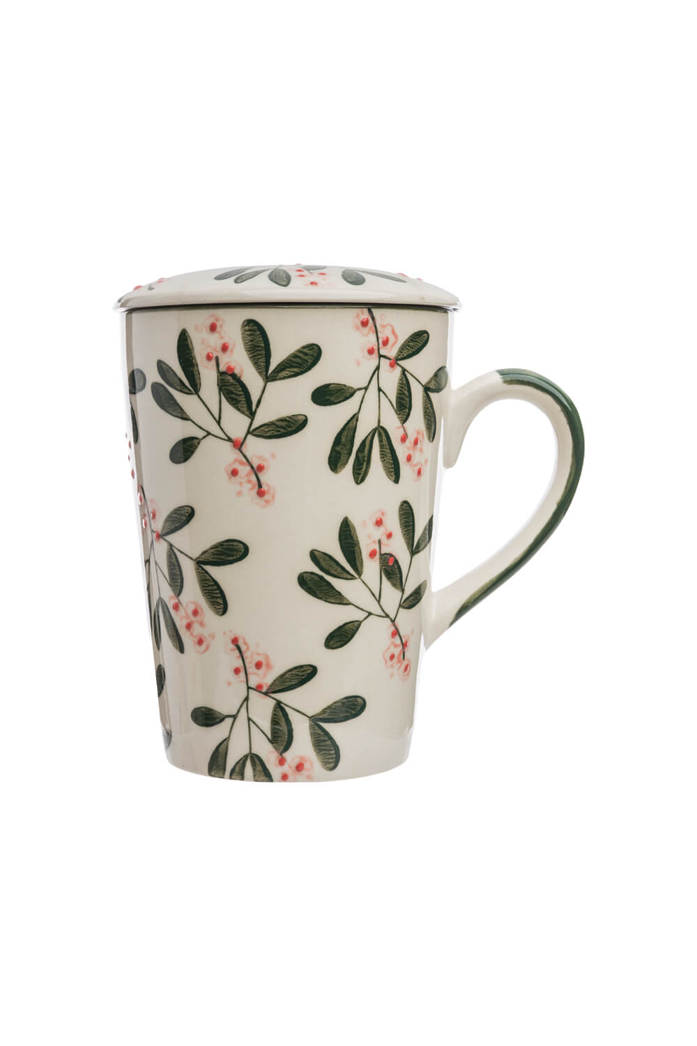 Cup with Tea Strainer VINTAGE GARDEN green
