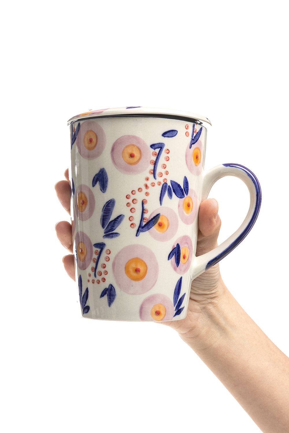 Cup with Tea Strainer VINTAGE GARDEN rose