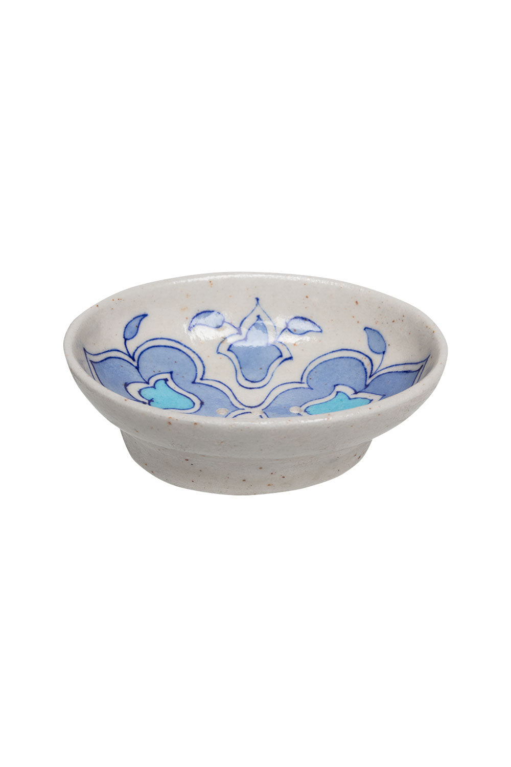 blue pottery soap dish oval, light blue