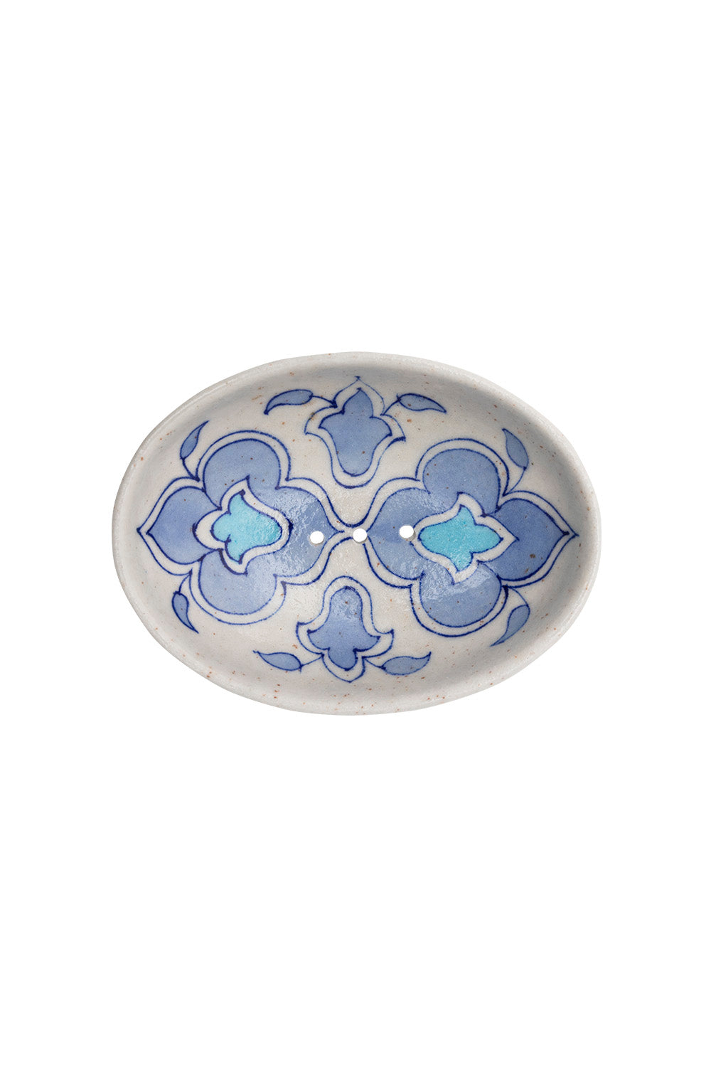 blue pottery soap dish oval, light blue