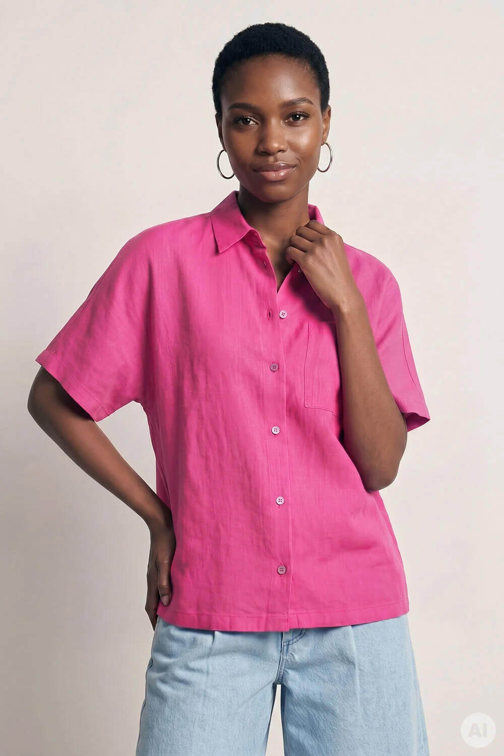 Manalaa – Leinenbluse mit 1/2-Arm