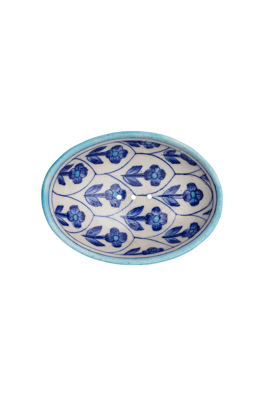 blue pottery soap dish oval, dark blue