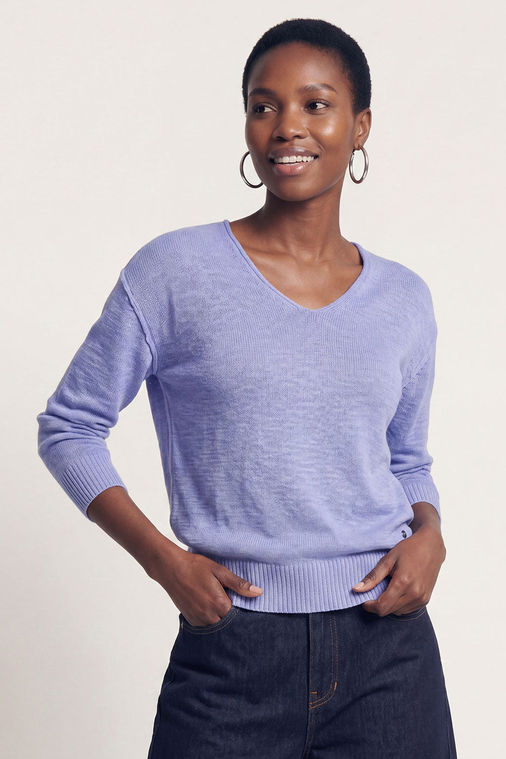 Rhevaa – Pullover Slub-Strick V-Neck