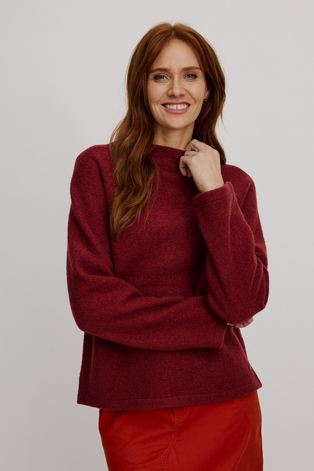 Kurzer Pullover aus reinem Wollfleece