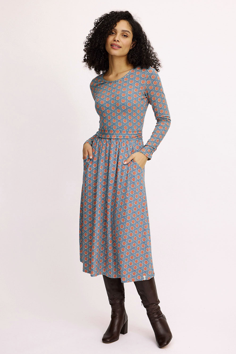 Tailliertes Jersey-Kleid