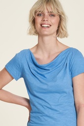 [S24C44] Shirt with waterfall neckline (blue)